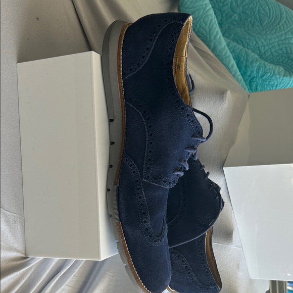 Cole Haan Navy Suede Oxfords